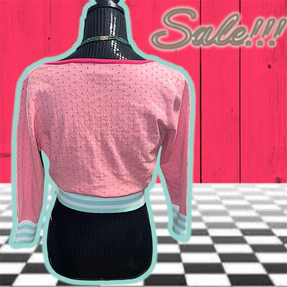 NWT: Unique Vintage - Pink Perforated Dandy Cardigan (SIZE MEDIUM) - Picture 9 of 9